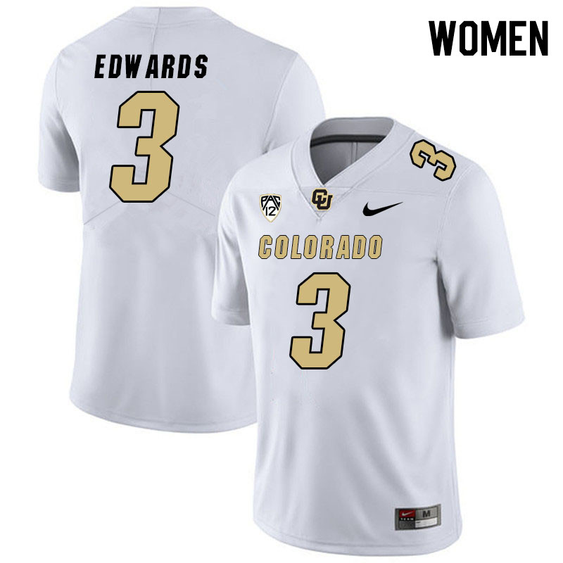 Women #3 Dylan Edwards Colorado Buffaloes College Football Jerseys Stitched Sale-White - Click Image to Close